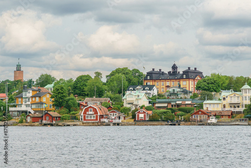 Canvas Print Colourful houses along the coast, Stockholm