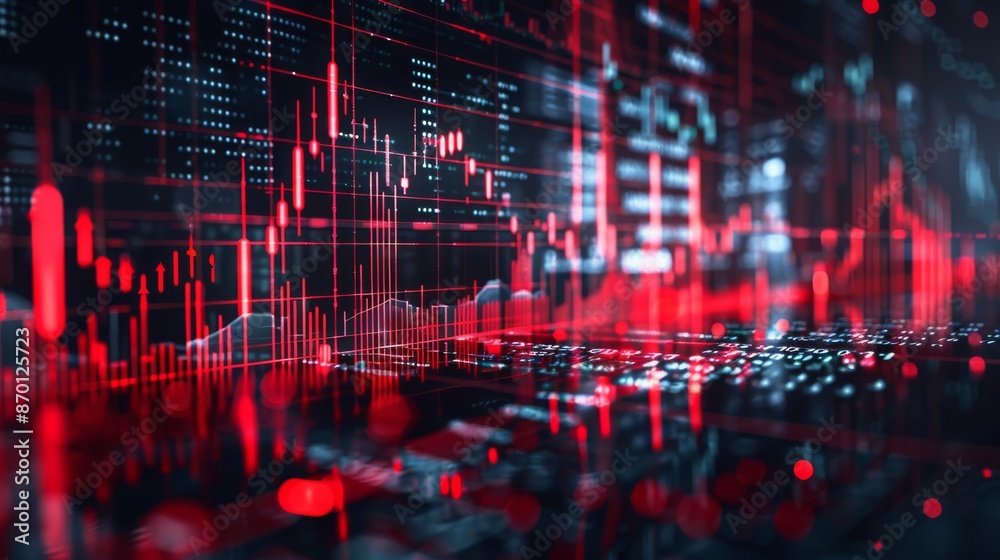 Red stock market or forex trading chart, abstract finance background. Concept of financial crisis, recession, stock market crash, bear market, and economic downturn. Red stock market or forex trading chart, abstract finance background. Concept of financial crisis, recession, stock market crash, bear market, and economic downturn.