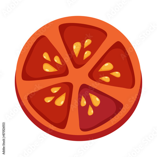 Fresh red tomato sliced illustration on white background