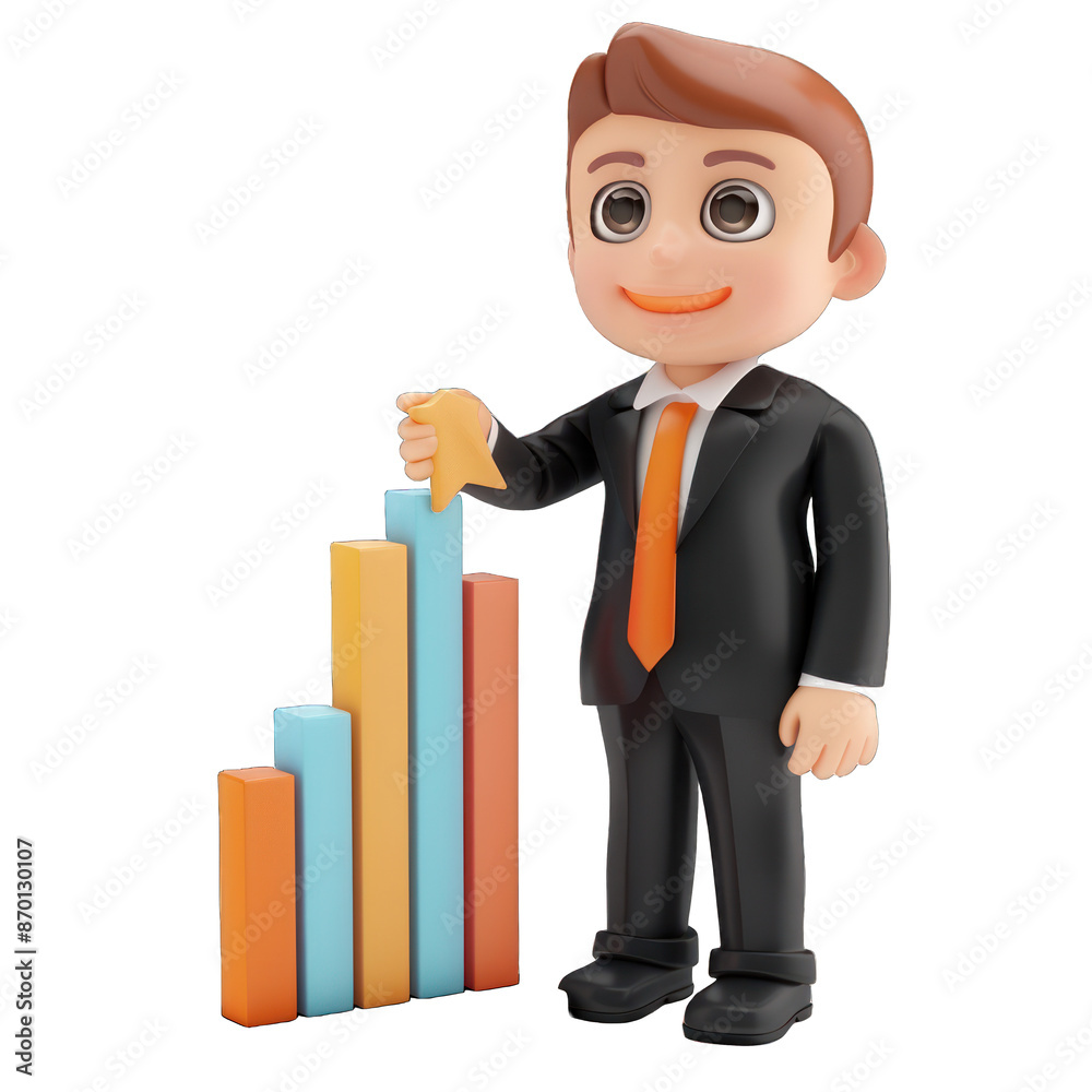 professional person with graph isolated on a White Background professional person with graph isolated on a White Background
