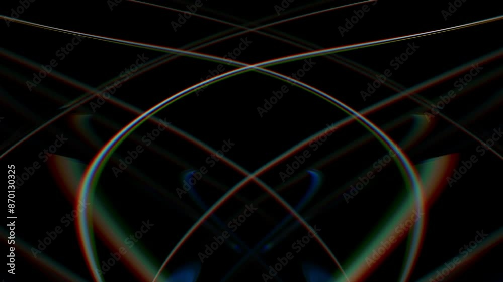 Abstract luxury gold, blue, silver line motion on black background. Animated gold, silver, blue metallic stripes. Mirrored line movement on black background. Animated motion 4K banner. 3D motion.