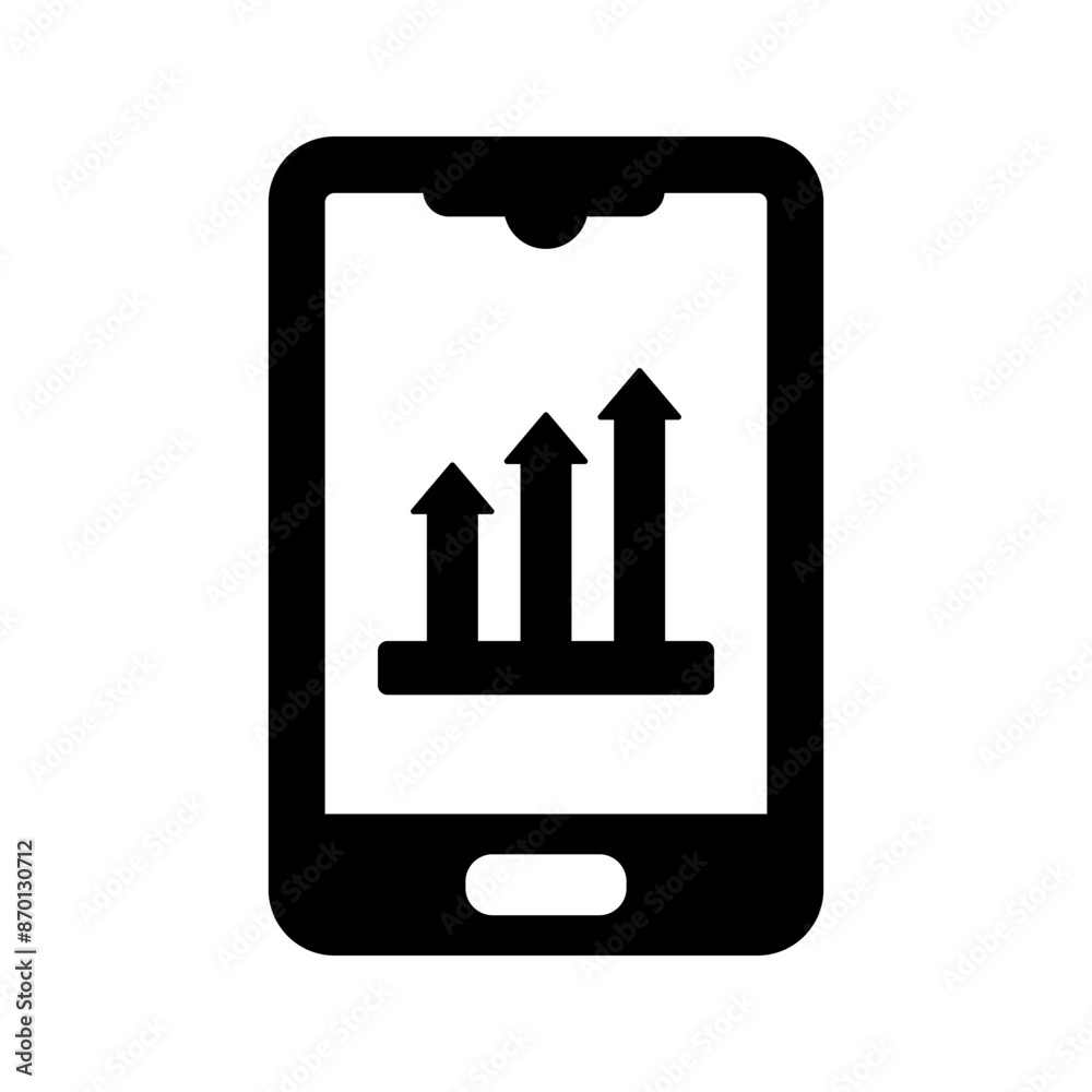 Mobile graph growth icon Mobile graph growth icon