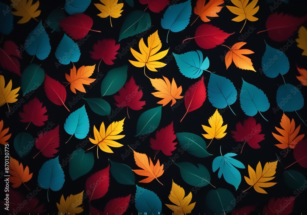 Obraz premium colorful leaves pattern wallpaper background design. Generative AI. 