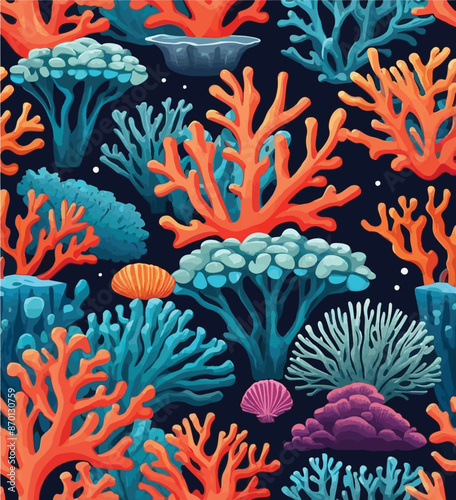 a colorfull coral plant on the undersea vector illustration background