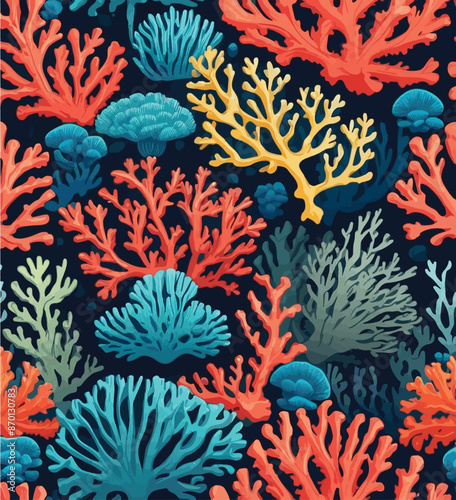 a colorfull coral plant on the undersea vector illustration background