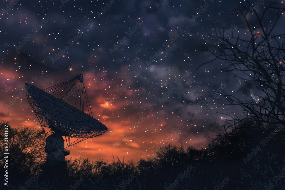 Transmission dish, nice sky with star background