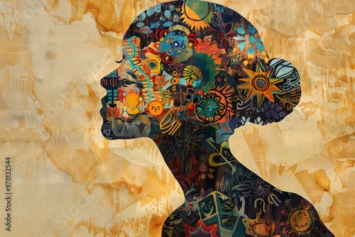 Wallpaper Mural Abstract Portrait of a Woman with Colorful Patterns Torontodigital.ca