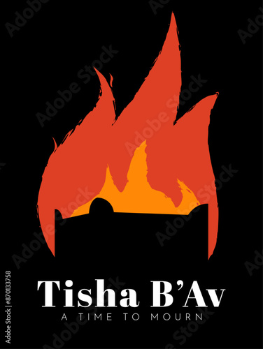 Tisha B'Av Poster Design for Jewish  Holiday. Day of mourning for tragedies across Jewish history
