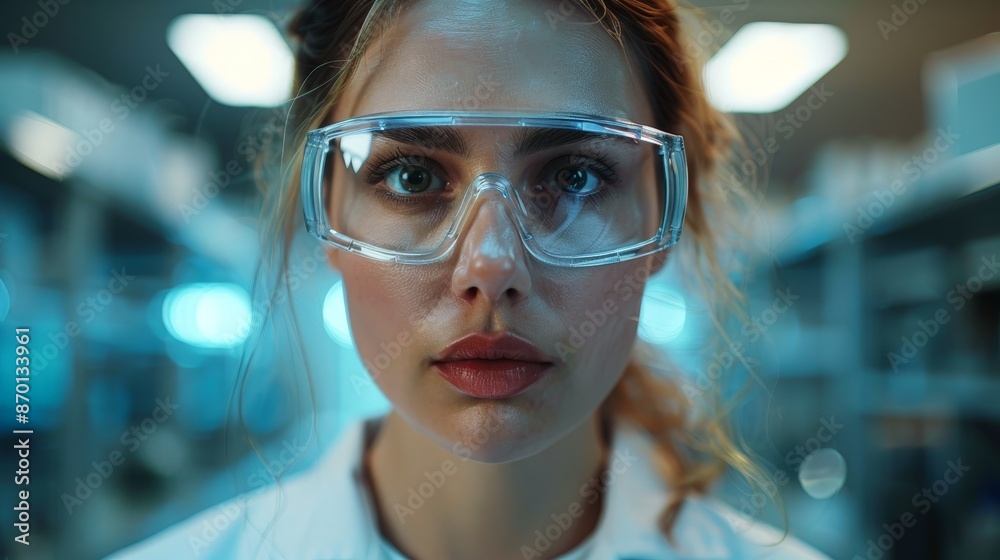 Scientific Precision in Modern Lab Setting: Scientist in PPE Conducting Experiments Scientific Precision in Modern Lab Setting: Scientist in PPE Conducting Experiments