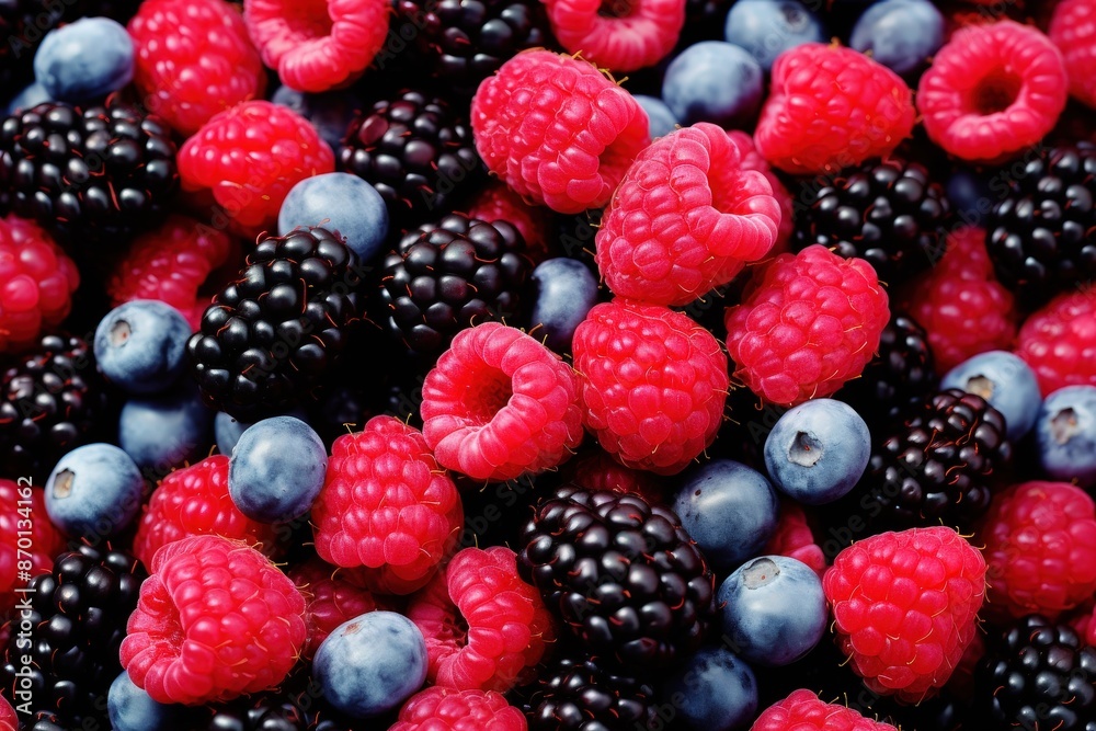 Close-up of Fresh Raspberries and Blackberries Close-up of Fresh Raspberries and Blackberries