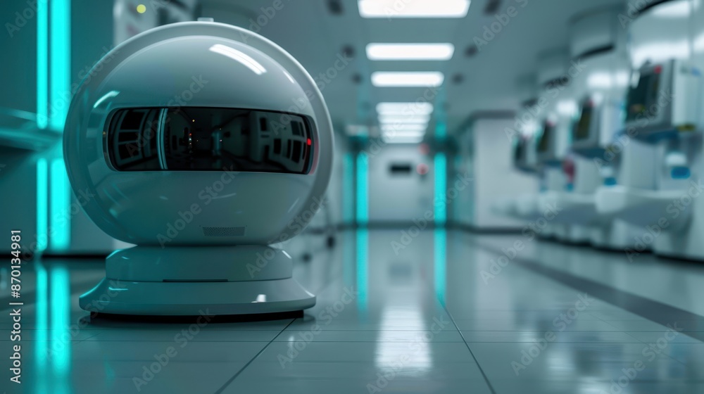Futuristic Robot in a High-Tech Laboratory with Advanced Equipment and Neon Lighting Futuristic Robot in a High-Tech Laboratory with Advanced Equipment and Neon Lighting