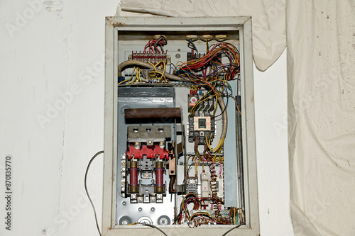 BANGKOK, THAILAND - July 1, 2024: The Fire Alarm control panel is activated and in alarm mode at all times. Inside high-rise buildings in Thailand, concept to prevent fire at all times.