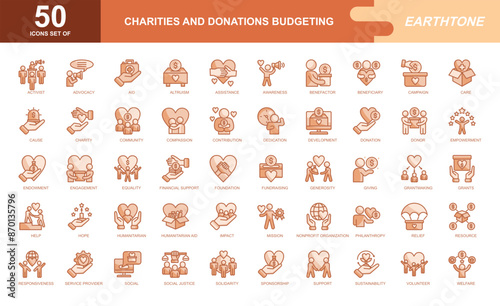 Charities and Donations icon set photo