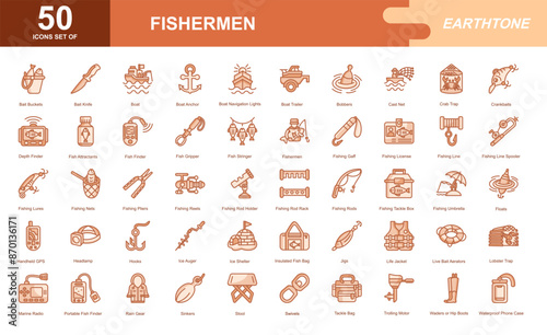Fishermen icon set