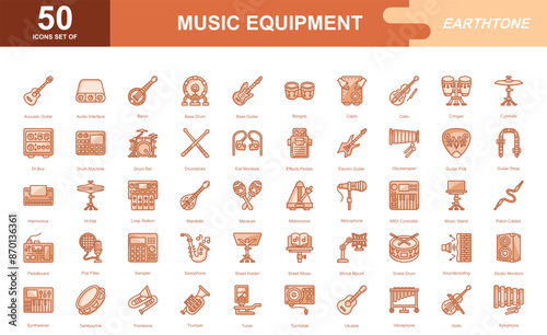 Music equipment icon set photo