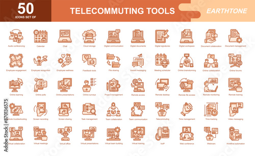 Telecommuting Tools icon set