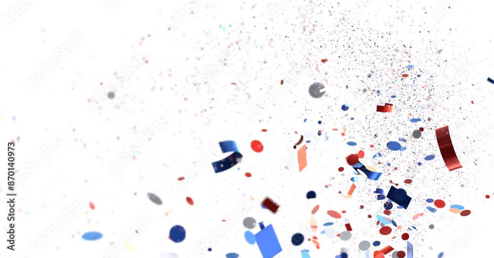 Confetti - Red white blue shiny confetti Confetti on white background, isolate, tricolor concept, independence and freedom day USA Confetti - Red white blue shiny confetti Confetti on white background, isolate, tricolor concept, independence and freedom day USA