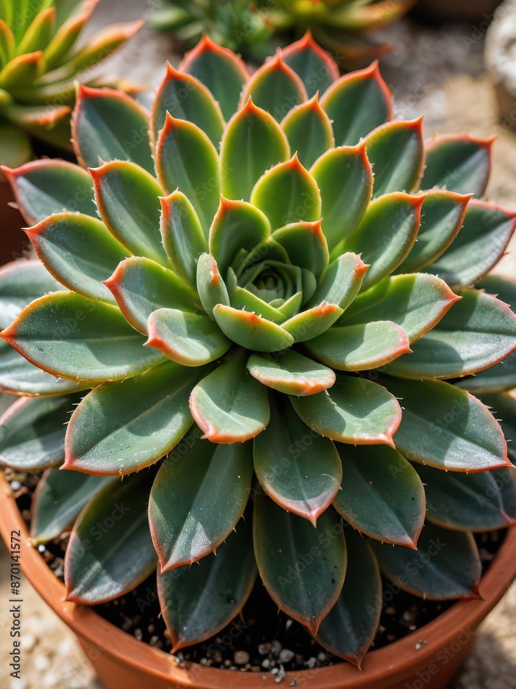 Closeup of Succulent Plant with Green and Red Leaves. Closeup of Succulent Plant with Green and Red Leaves.