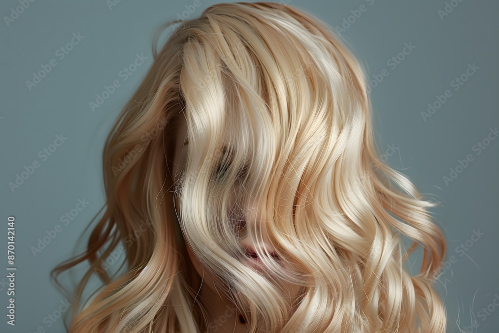 A woman with blonde hair has her hair in a messy bun. The hair is styled in a way that it looks like it's covered in glitter. Scene is playful and fun A woman with blonde hair has her hair in a messy bun. The hair is styled in a way that it looks like it's covered in glitter. Scene is playful and fun