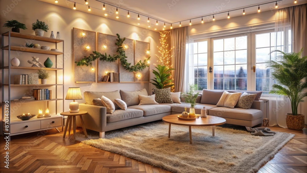 Brightly colored softly focused background with plush toys and few visible furniture pieces in a tidy living room setting. Brightly colored softly focused background with plush toys and few visible furniture pieces in a tidy living room setting.