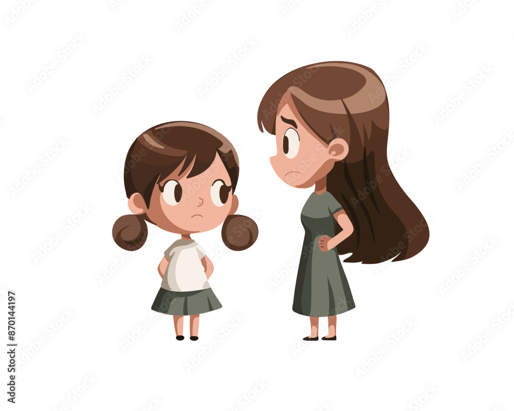 woman and girl sitting and sorting things out, mother and daughter, parents and children woman and girl sitting and sorting things out, mother and daughter, parents and children