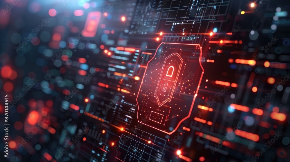 Cybersecurity Interface: Digital Lock Icon Cybersecurity Interface: Digital Lock Icon