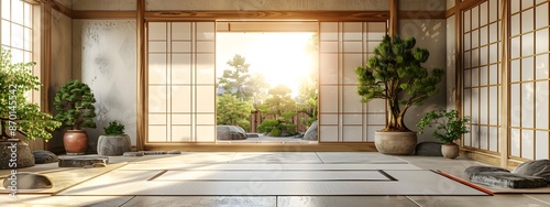 Minimalist Japanese Inspired Meditation Room with Serene Natural Lighting © Bos Amico