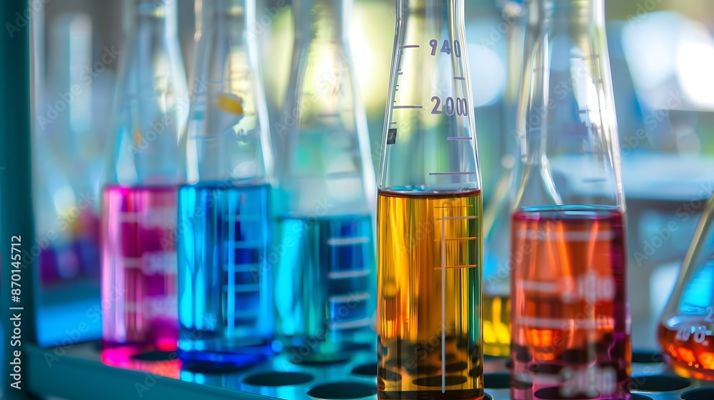 A set of science lab equipment with test tubes and beakers A set of science lab equipment with test tubes and beakers