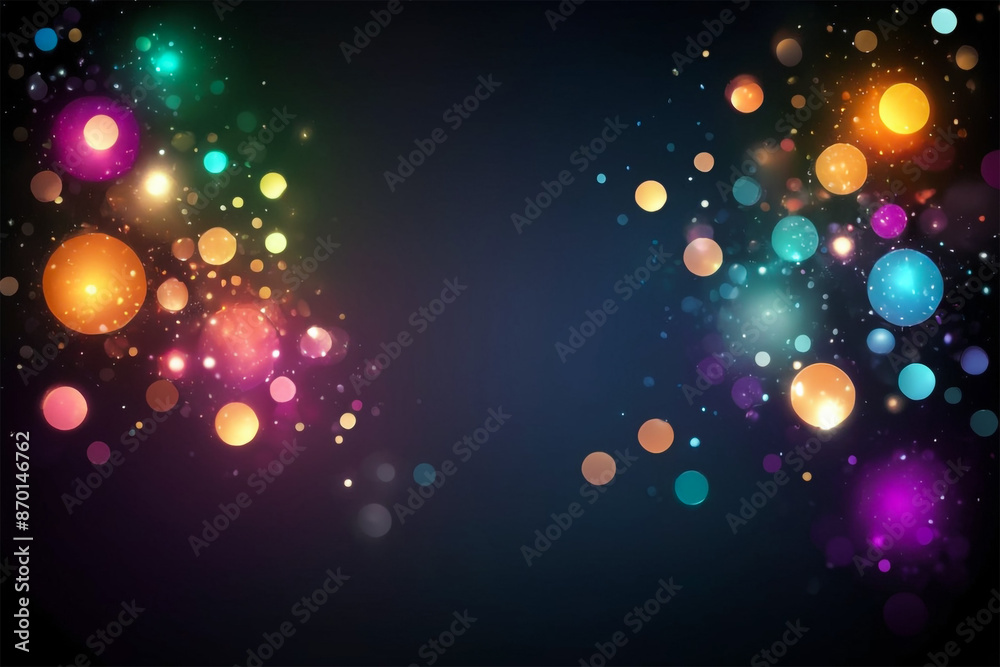Abstract Bokeh Effect of Glittering Lights on Dark Background with Text Space Abstract Bokeh Effect of Glittering Lights on Dark Background with Text Space