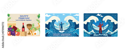Happy Easter for greeting card fashion commercial banner. Passover Exodus from Hebrew Egypt. The faith of Israel's male human leadership staff continues to stand behind the view of slavery escaping. 