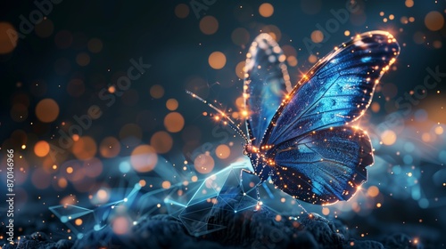 Digital Transformation Concept Butterfly with Gradient Background