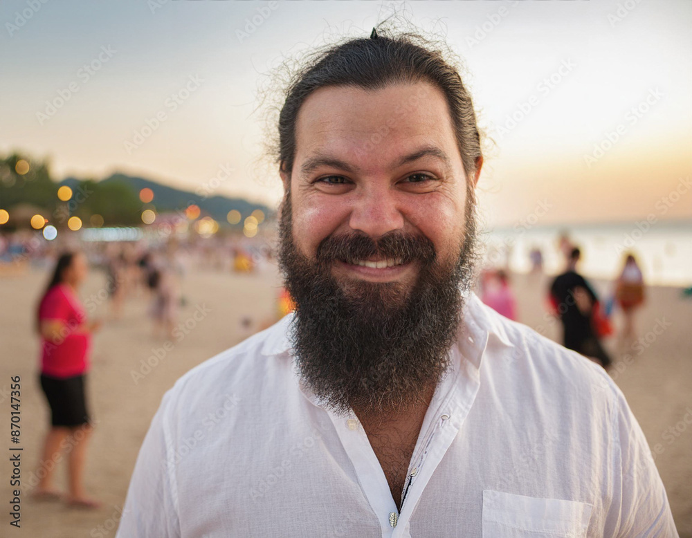 Fototapeta premium Happy Man Enjoying Summer at the Beach