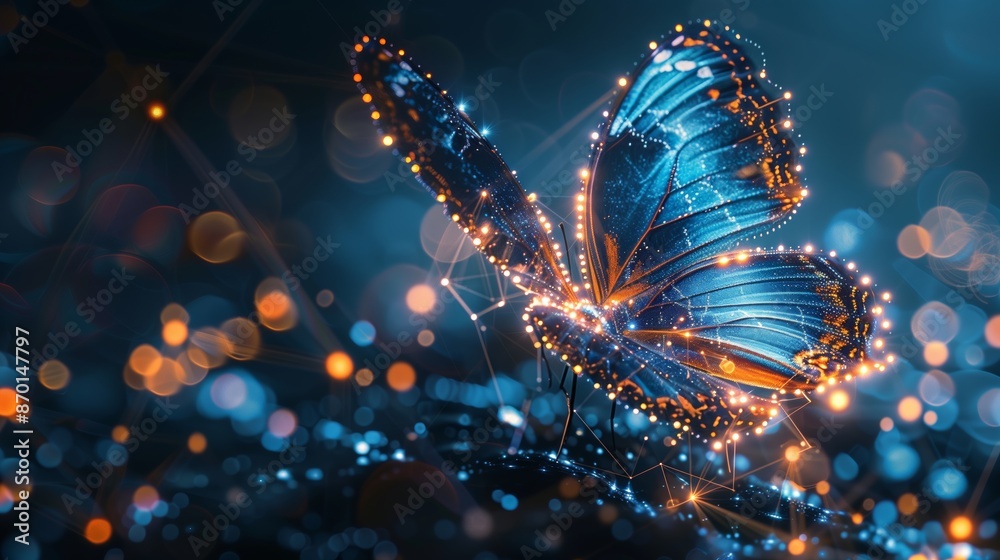Digital Transformation Concept Butterfly with Gradient Background Digital Transformation Concept Butterfly with Gradient Background