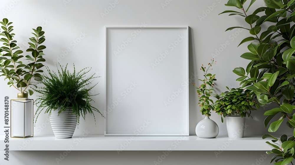 Mockup of a modern minimalist acrylic frame placed on a floating white shelf in a bright and airy home gym interior Scandinavian inspired design with a clean crisp Mockup of a modern minimalist acrylic frame placed on a floating white shelf in a bright and airy home gym interior Scandinavian inspired design with a clean crisp