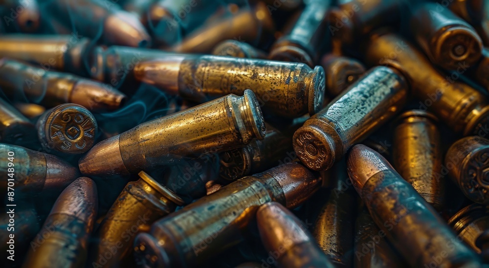 Close-Up of Spent Brass Rifle Casings Close-Up of Spent Brass Rifle Casings