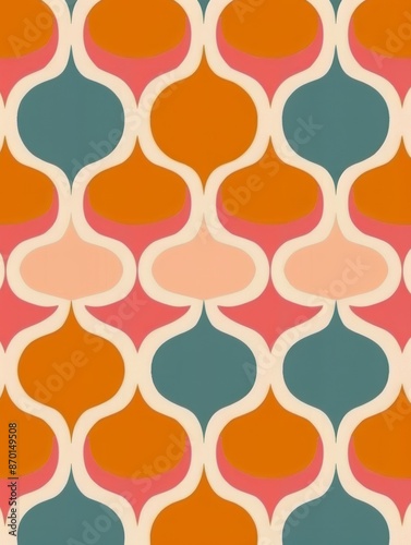 Abstract seamless pattern with colorful geometric shapes in a retro style.
