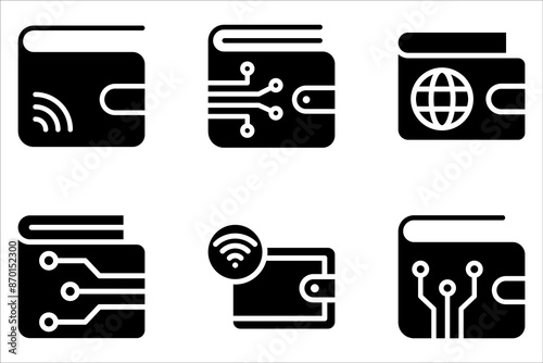 E-Wallet icon set, payment line flat vector icon for mobile application on white background