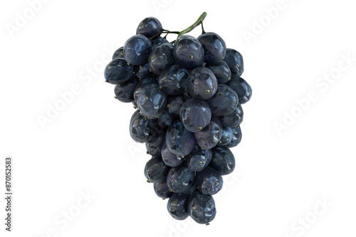 Bunch of black grapes isolated on transparent background