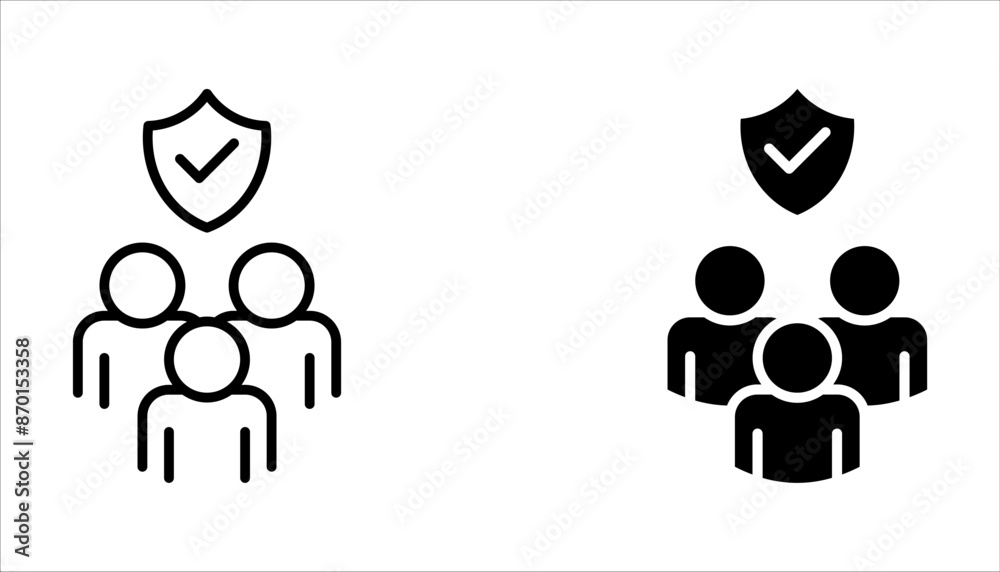 Obraz premium People insurance line icon set. Life protection policy symbol on white background