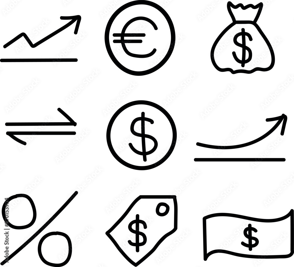 Hand-Drawn Money and Finance Icons Hand-Drawn Money and Finance Icons