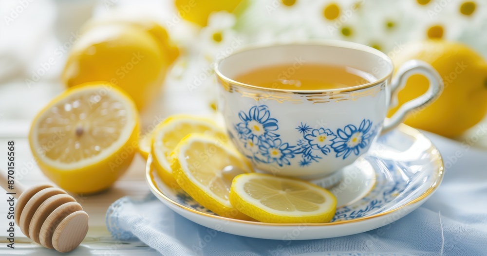 Cup of Tea with Lemon and Honey. Cup of Tea with Lemon and Honey.