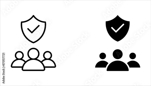 People insurance line icon set. Life protection policy symbol on white background