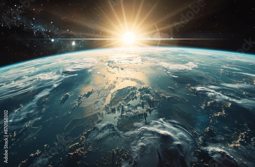 Stunning View of Earth From Space With Rising Sun