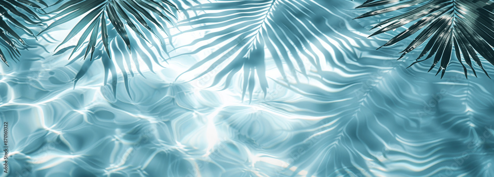 Palms Shadows on Water and White Sand Beach Abstract Summer Background for Vacation Banner Palms Shadows on Water and White Sand Beach Abstract Summer Background for Vacation Banner