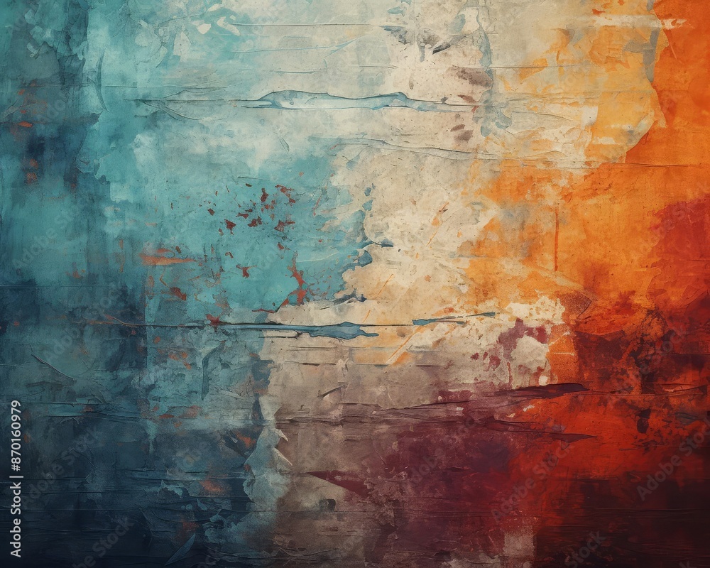 Obraz premium abstract decay flat design side view weathered surfaces water color Triadic Color Scheme