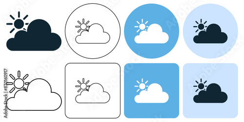 cloudy weather day, icon symbol stroke line and glyph