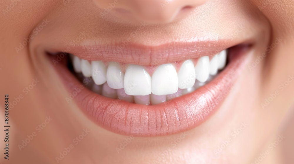 Close-up of a Woman's Smile with White Teeth Close-up of a Woman's Smile with White Teeth