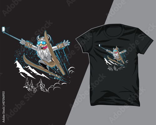 Viking ski selfie t shirt design