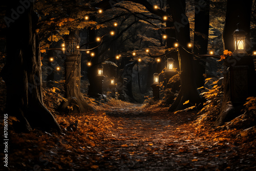 A Winding Forest Path Blanketed With Autumn Leaves