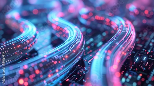 Wallpaper Mural Abstract digital art with blue and pink neon lights representing modern technology and innovation Torontodigital.ca